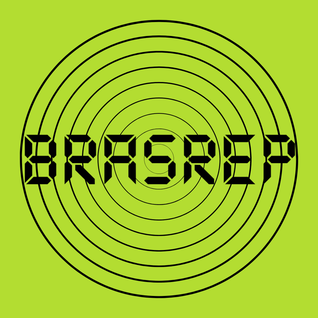 Aqui é o ícone (logomarca) do site Brasrep, composto de um quadrado na cor verde amarelado, contendo nove circunferências concêntricas na cor preta e de tamanhos diferentes. Na área mediana do quadrado há a palavra BRASREP, na cor preta, com fonte no estilo DS-Digital.